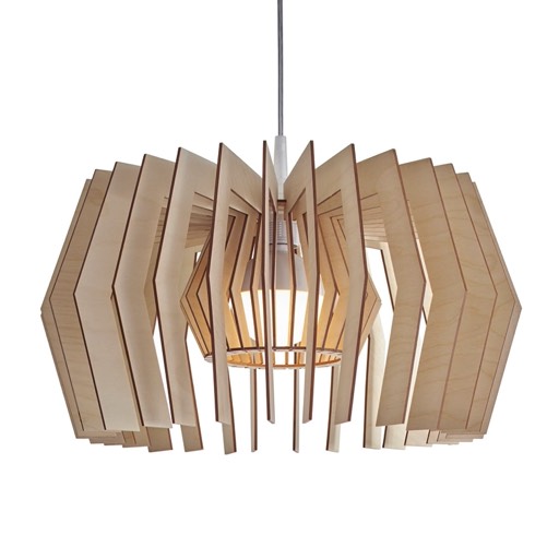 Teazzle Natural jasna drewniana lampa do naturalnych wnętrz. Lampa składa się z wielu drobnych drewnianych elementów które doskonale rozpraszają światło. 