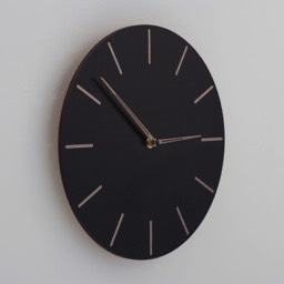 nowoczesny zegar z drewna w kolorze czarnym płyta mdf laminowana włóknem celulozowym